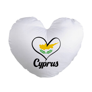 Cyprus flag, Μαξιλάρι καναπέ καρδιά 40x40cm περιέχεται το  γέμισμα