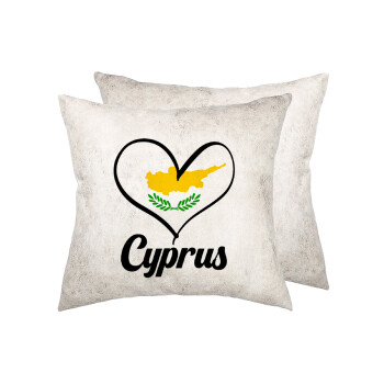 Cyprus flag, Μαξιλάρι καναπέ Δερματίνη Γκρι 40x40cm με γέμισμα