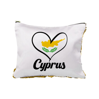Cyprus flag, Τσαντάκι νεσεσέρ με πούλιες (Sequin) Χρυσό
