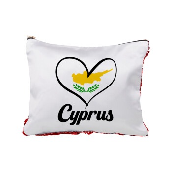 Cyprus flag, Τσαντάκι νεσεσέρ με πούλιες (Sequin) Κόκκινο