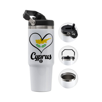 Cyprus flag, Θερμός Ανοξείδωτο 30oz με χερούλι