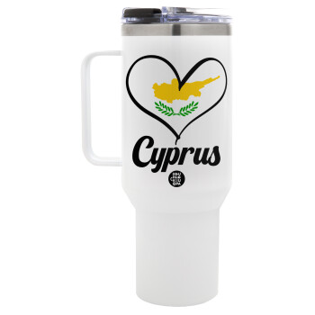 Cyprus flag, Mega Tumbler με καπάκι, διπλού τοιχώματος (θερμό) 1,2L