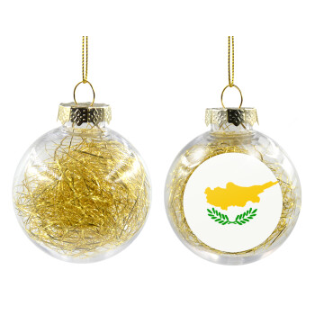 Cyprus flag, Χριστουγεννιάτικη μπάλα δένδρου διάφανη με χρυσό γέμισμα 8cm