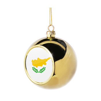 Cyprus flag, Χριστουγεννιάτικη μπάλα δένδρου Χρυσή 8cm
