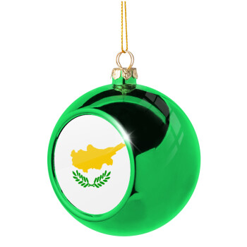 Cyprus flag, Χριστουγεννιάτικη μπάλα δένδρου Πράσινη 8cm
