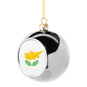 Cyprus flag, Silver 8cm Christmas tree ball ornament