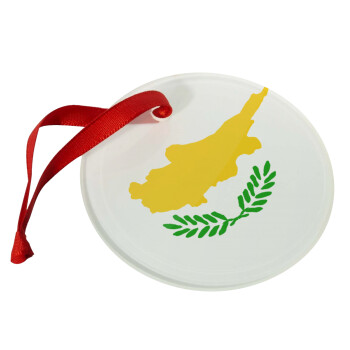 Cyprus flag, Χριστουγεννιάτικο στολίδι γυάλινο 9cm