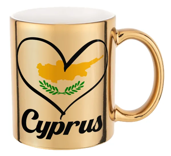 Cyprus flag — Κούπα κεραμική, χρυσή καθρέπτης, 330ml