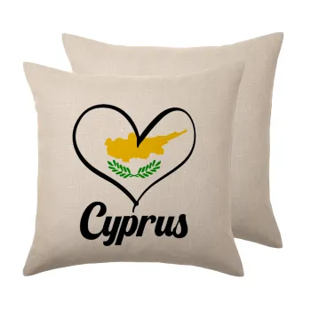 Cyprus flag, Μαξιλάρι καναπέ ΛΙΝΟ 40x40cm περιέχεται το  γέμισμα