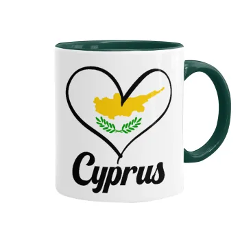 Cyprus flag, Κούπα χρωματιστή πράσινη, κεραμική, 330ml