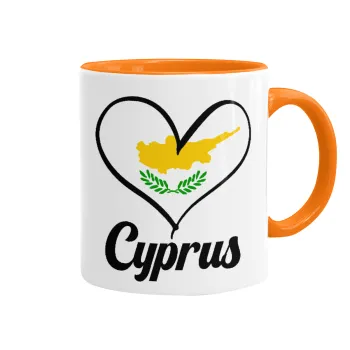 Cyprus flag, Κούπα χρωματιστή πορτοκαλί, κεραμική, 330ml