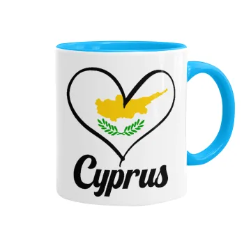Cyprus flag, Mug colored light blue, ceramic, 330ml