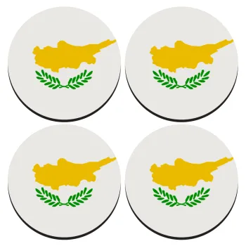 Cyprus flag, ΣΕΤ 4 Σουβέρ ξύλινα στρογγυλά (9cm)