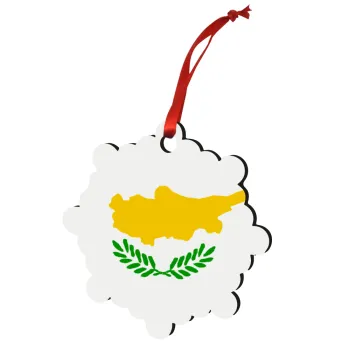 Cyprus flag, Στολίδι Χριστουγεννιάτικο στολίδι snowflake ξύλινο 7.5cm