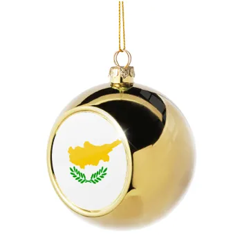 Cyprus flag, Golden Christmas tree ball ornament 8cm