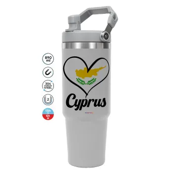 Cyprus flag, GREY Travel Tumbler with Handle 890ml