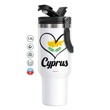 Cyprus flag, Mega Travel Mug / Travel Mug, double walled (thermal) 1.2L