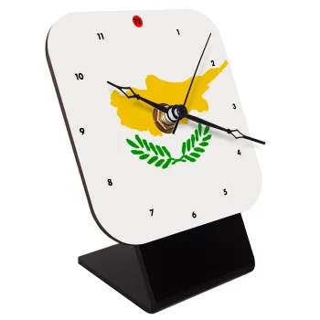 Cyprus flag, Quartz Wooden table clock with hands (10cm)