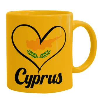 Cyprus flag, Κούπα, κεραμική κίτρινη, 330ml
