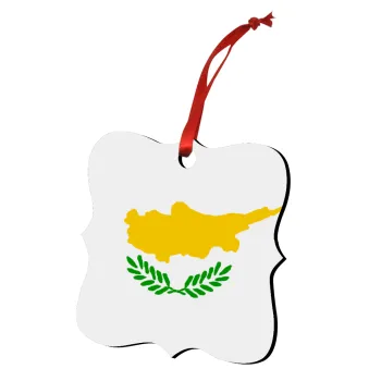 Cyprus flag, Στολίδι Χριστουγεννιάτικο στολίδι polygon ξύλινο 7.5cm