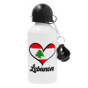 Lebanon flag, Μεταλλικό παγούρι νερού, Λευκό, αλουμινίου 500ml