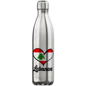 Lebanon flag, Μεταλλικό παγούρι θερμός Inox (Stainless steel), διπλού τοιχώματος, 750ml