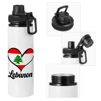 Lebanon flag, Metal water bottle with safety cap, aluminum 850ml
