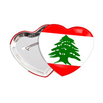 Lebanon flag, Κονκάρδα παραμάνα καρδιά (57x52mm)