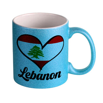 Lebanon flag, Κούπα Σιέλ Glitter που γυαλίζει, κεραμική, 330ml