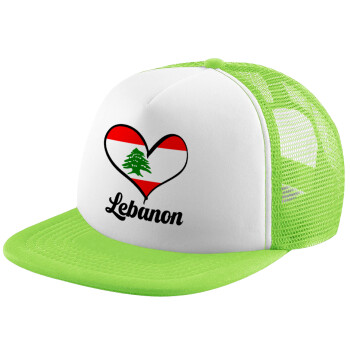 Lebanon flag, Καπέλο Soft Trucker με Δίχτυ Πράσινο/Λευκό