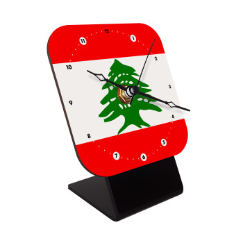 Lebanon flag, Επιτραπέζιο ρολόι ξύλινο με δείκτες (10cm)