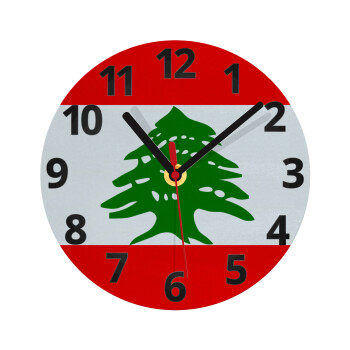 Lebanon flag, Ρολόι τοίχου γυάλινο (20cm)