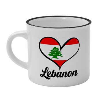 Lebanon flag, Κούπα κεραμική vintage Λευκή/Μαύρη 230ml