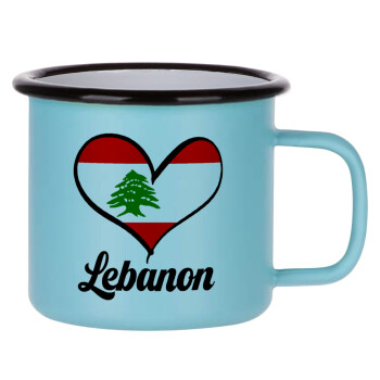 Lebanon flag, Κούπα Μεταλλική εμαγιέ ΜΑΤ σιέλ 360ml