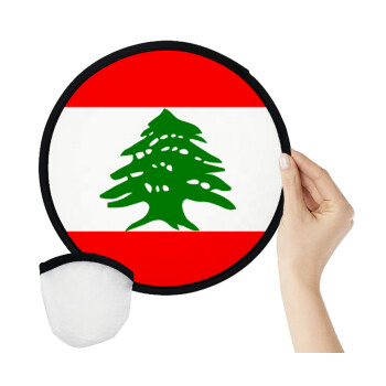 Lebanon flag, Βεντάλια υφασμάτινη αναδιπλούμενη με θήκη (20cm)