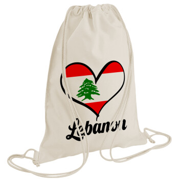 Lebanon flag, Τσάντα πλάτης πουγκί GYMBAG natural (28x40cm)