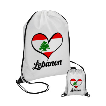 Lebanon flag, Τσάντα πουγκί με μαύρα κορδόνια (1 τεμάχιο)