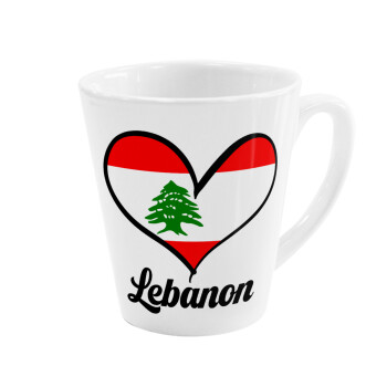 Lebanon flag, Κούπα κωνική Latte Λευκή, κεραμική, 300ml