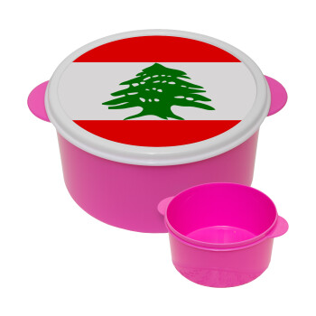 Lebanon flag, ΡΟΖ παιδικό δοχείο φαγητού (lunchbox) πλαστικό (BPA-FREE) Lunch Βox M16 x Π16 x Υ8cm