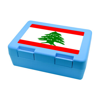 Lebanon flag, Παιδικό δοχείο κολατσιού ΓΑΛΑΖΙΟ 185x128x65mm (BPA free πλαστικό)
