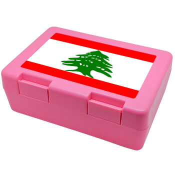 Lebanon flag, Children's cookie container PINK 185x128x65mm (BPA free plastic)