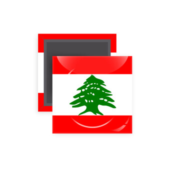 Lebanon flag, Μαγνητάκι ψυγείου τετράγωνο διάστασης 5x5cm