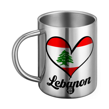 Lebanon flag, Ανοξείδωτη Μεταλλική Κούπα 450ml - Διπλού Τοιχώματος