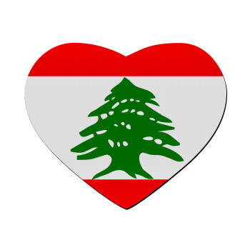 Lebanon flag, Mousepad heart 23x20cm