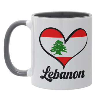 Lebanon flag, Κούπα χρωματιστή γκρι, κεραμική, 330ml