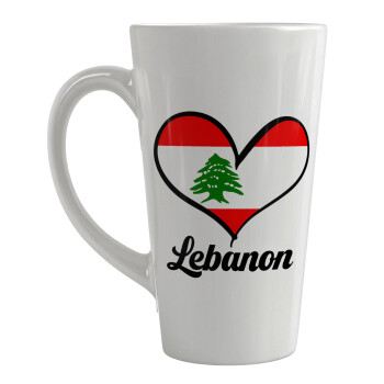 Lebanon flag, Κούπα κωνική Latte Μεγάλη, κεραμική, 450ml