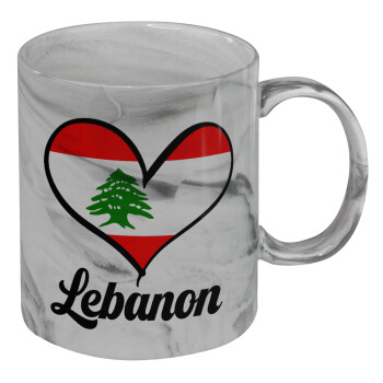 Lebanon flag, Mug ceramic marble style, 330ml
