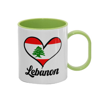 Lebanon flag, Κούπα (πλαστική) (BPA-FREE) Polymer Πράσινη για παιδιά, 330ml