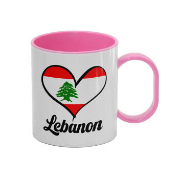 Lebanon flag, Κούπα (πλαστική) (BPA-FREE) Polymer Ροζ για παιδιά, 330ml