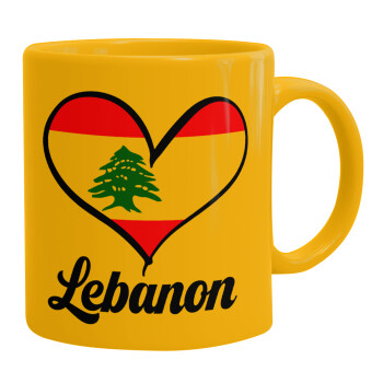 Lebanon flag, Ceramic coffee mug yellow, 330ml